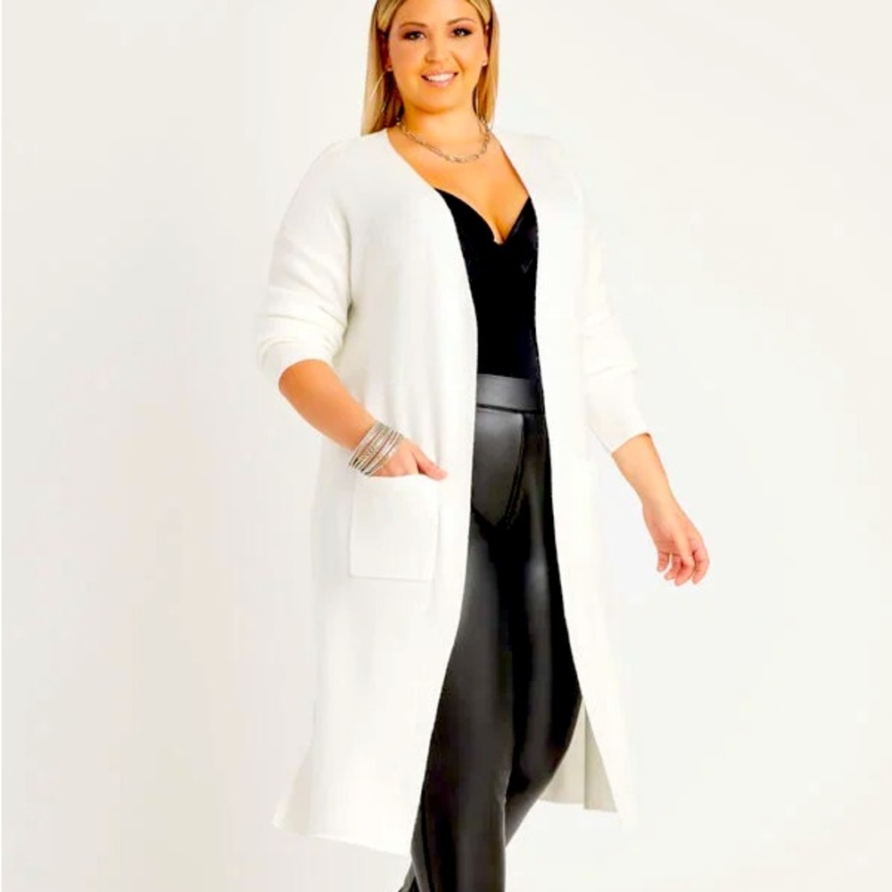 Stretch Knit Cardigan (White)